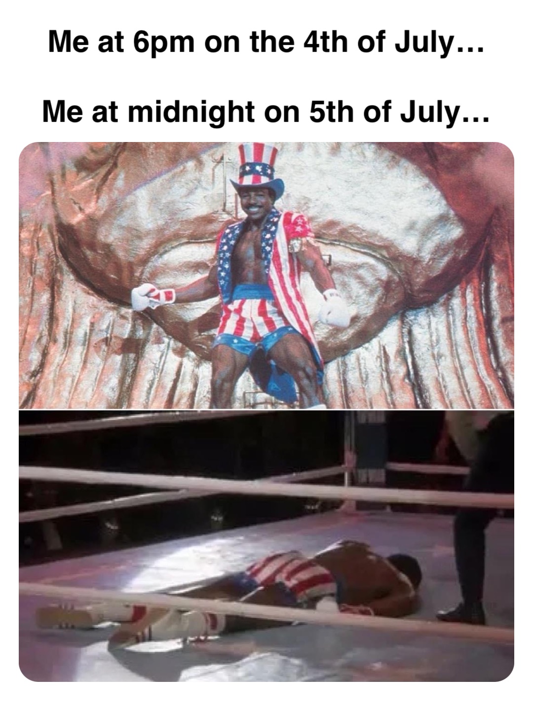 Double tap to edit Me at 6pm on the 4th of July…

Me at midnight on 5th of July…
