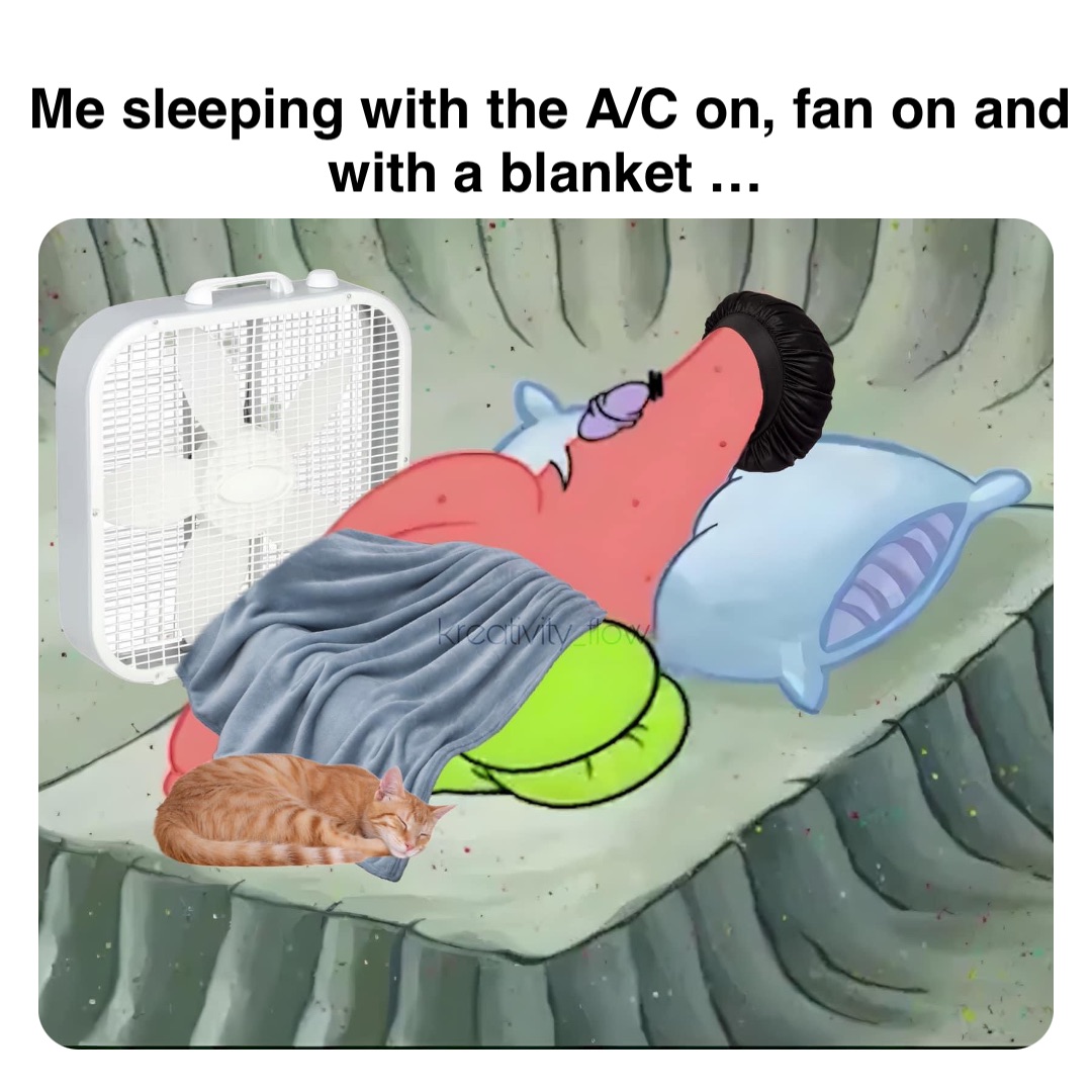 Double tap to edit Me sleeping with the A/C on, fan on and with a blanket …