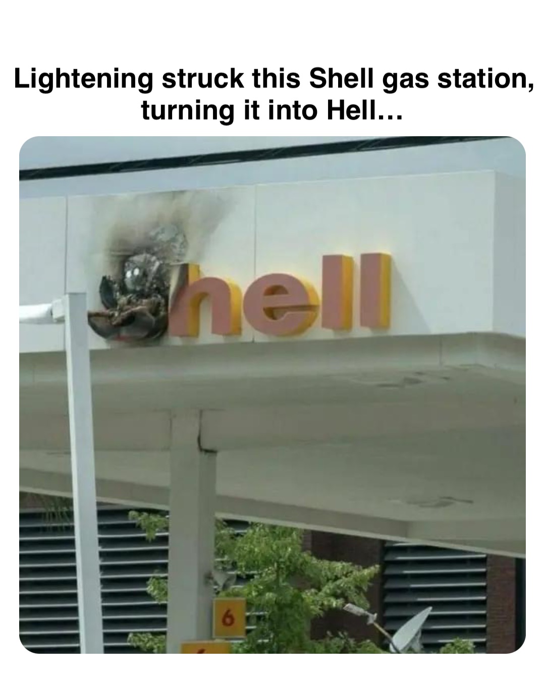 Double tap to edit Lightening struck this Shell gas station, turning it into Hell…