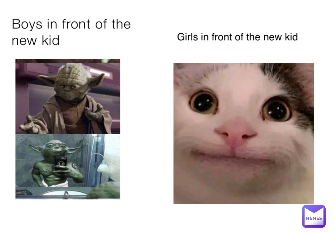 Boys in front of the new kid Girls in front of the new kid