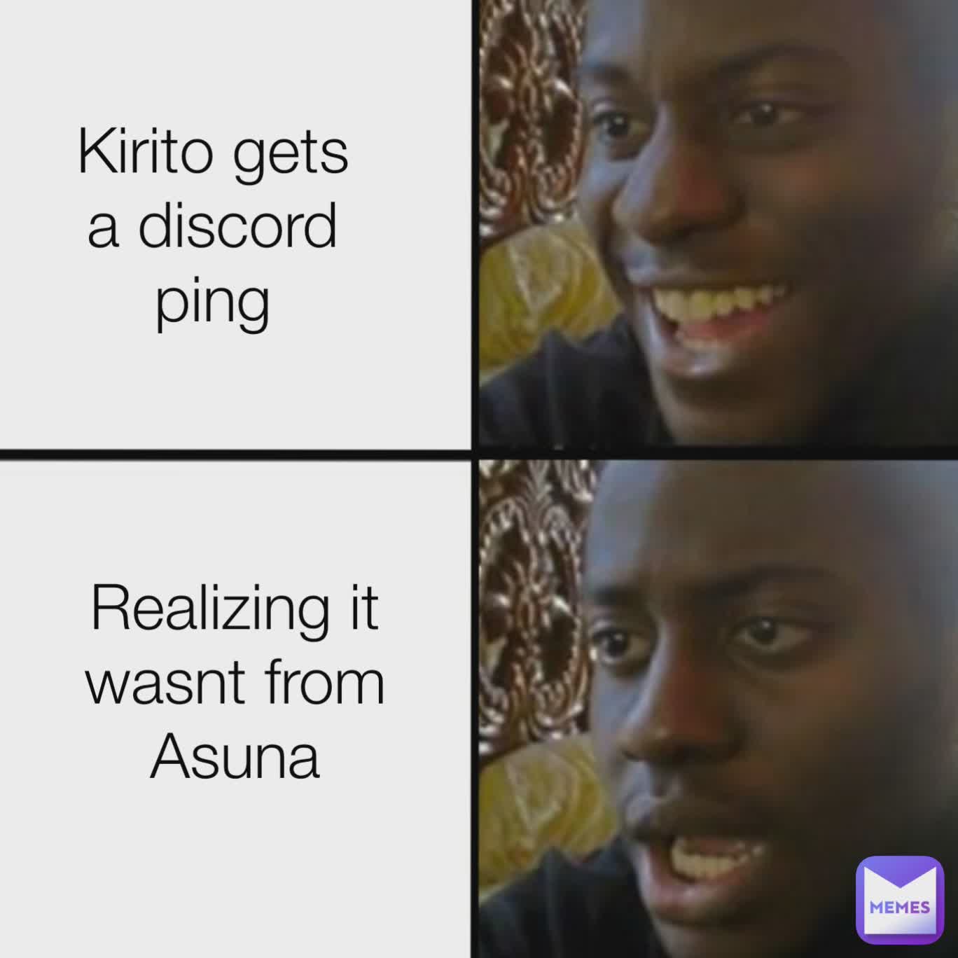 Kirito gets a Discord ping Kirito gets a discord ping Realizing it wasnt from Asuna