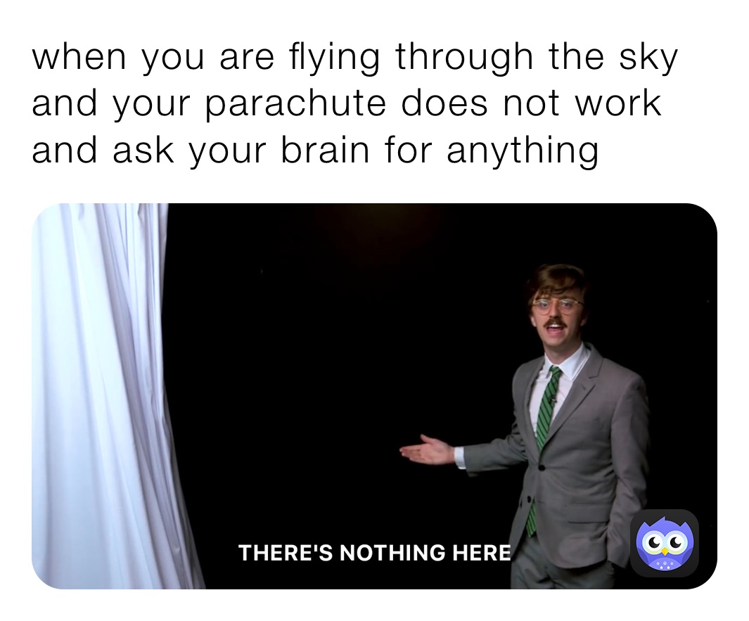 when you are flying through the sky and your parachute does not work and ask your brain for anything 