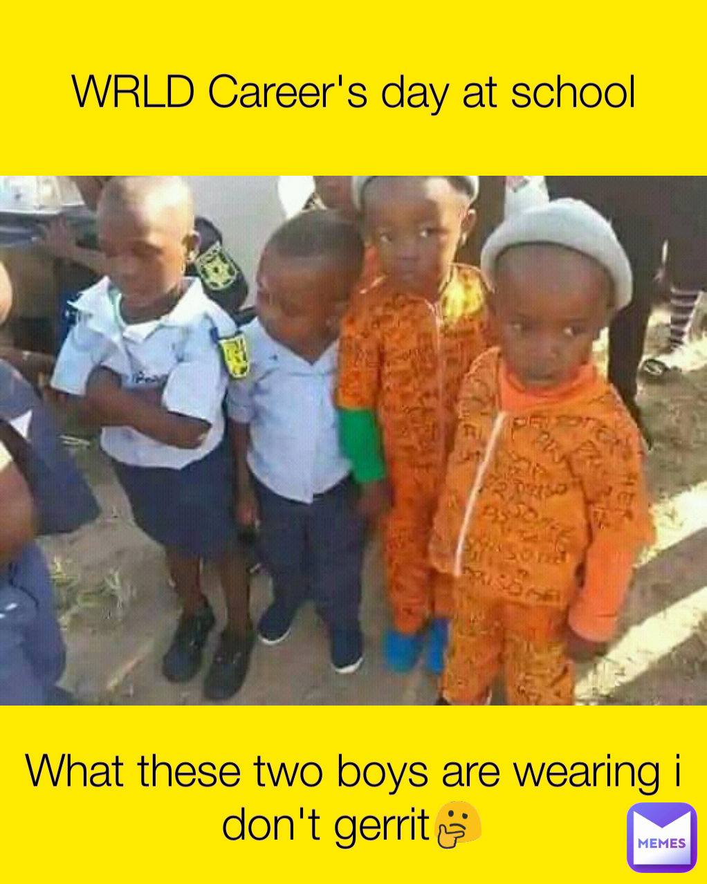 What these two boys are wearing i don't gerrit🤔 WRLD Career's day at school