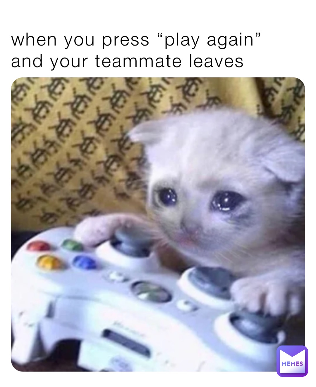 when you press “play again” and your teammate leaves