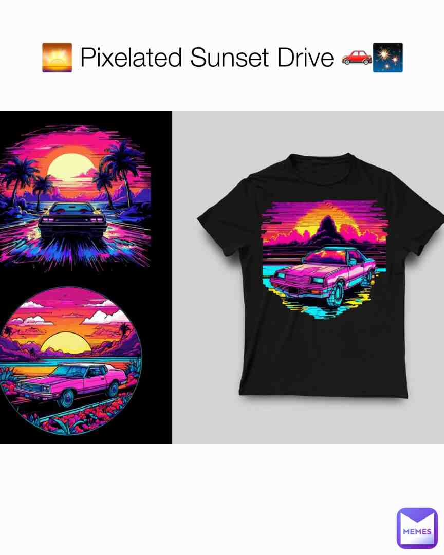 Immerse yourself in the mesmerizing world of Vaporwave as this pixelated car cruises into the breathtaking sunset. 🌇💻 Embracing the fusion of retro aesthetics and digital art, this design captures the essence of nostalgia with a modern twist. 🌌🎮 #tshirt #pixelart #sunset