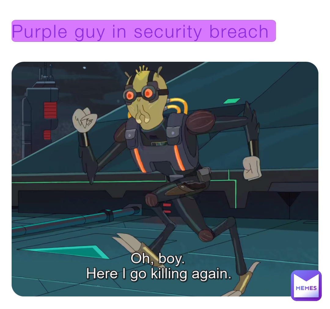 Purple guy in security breach