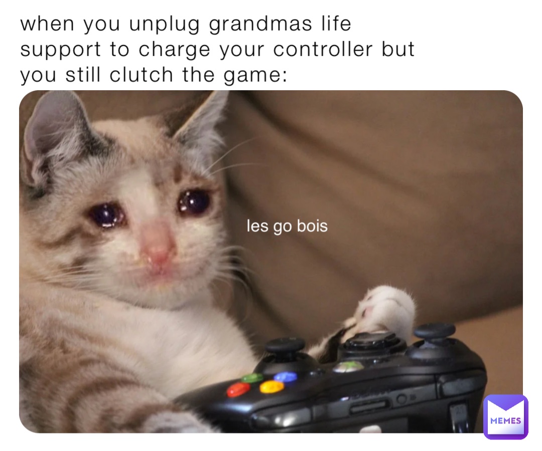 when you unplug grandmas life support to charge your controller but you still clutch the game: les go bois