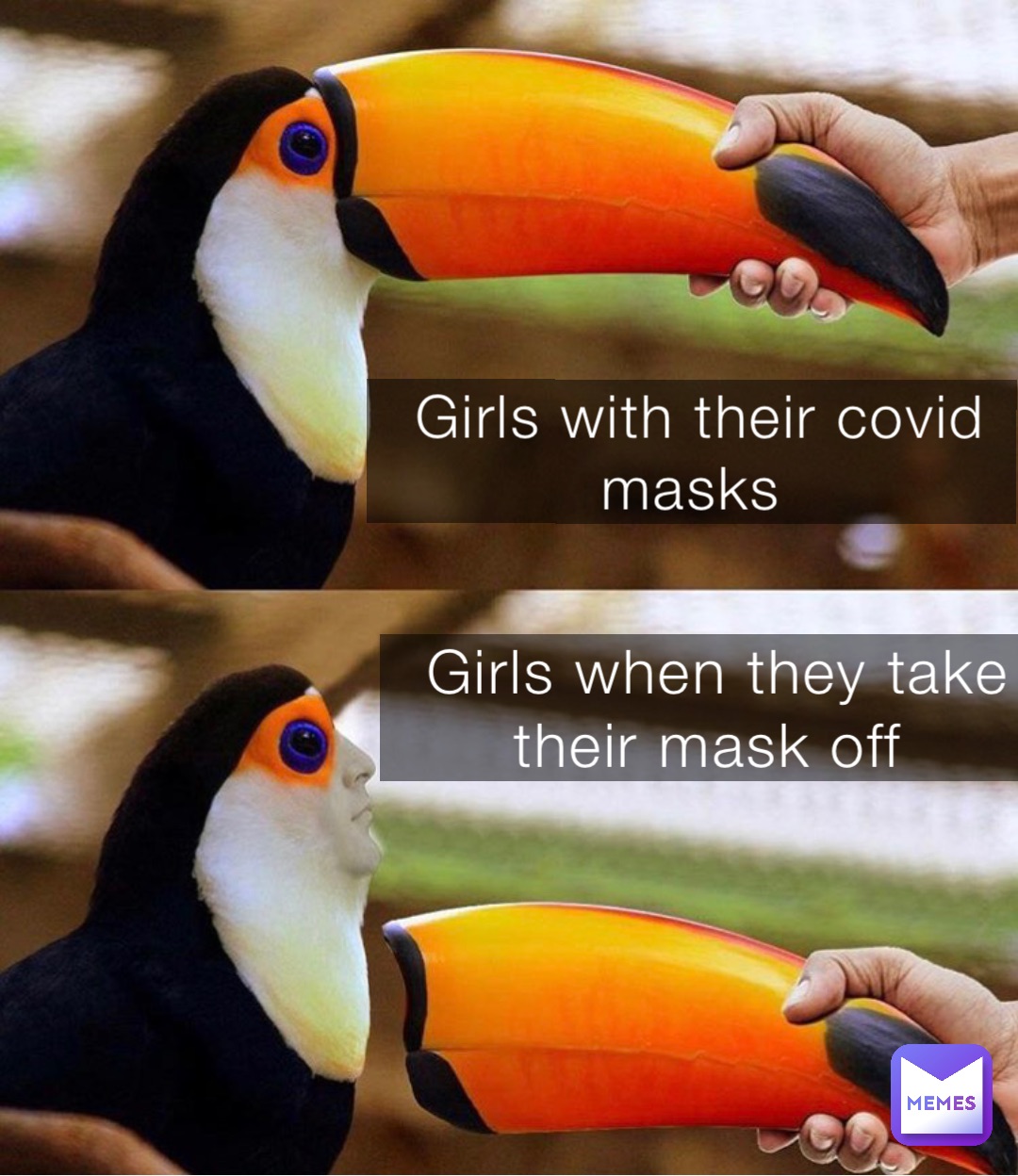 Girls with their covid masks Girls when they take their mask off