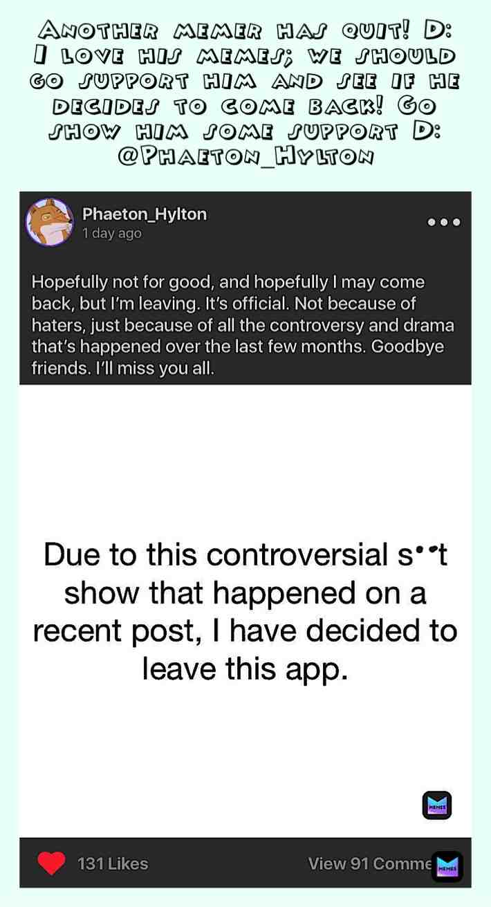 @Phaeton_Hylton Go show him support! #someonequit #phaeton_hilton #ohno #supportamemer