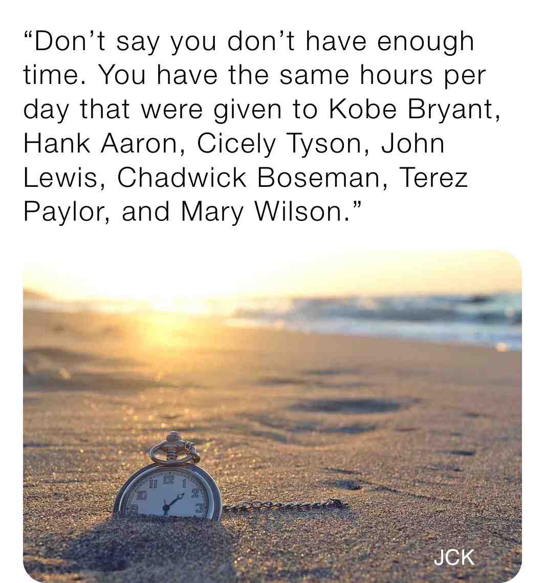 #TimeWaitsForNoOne