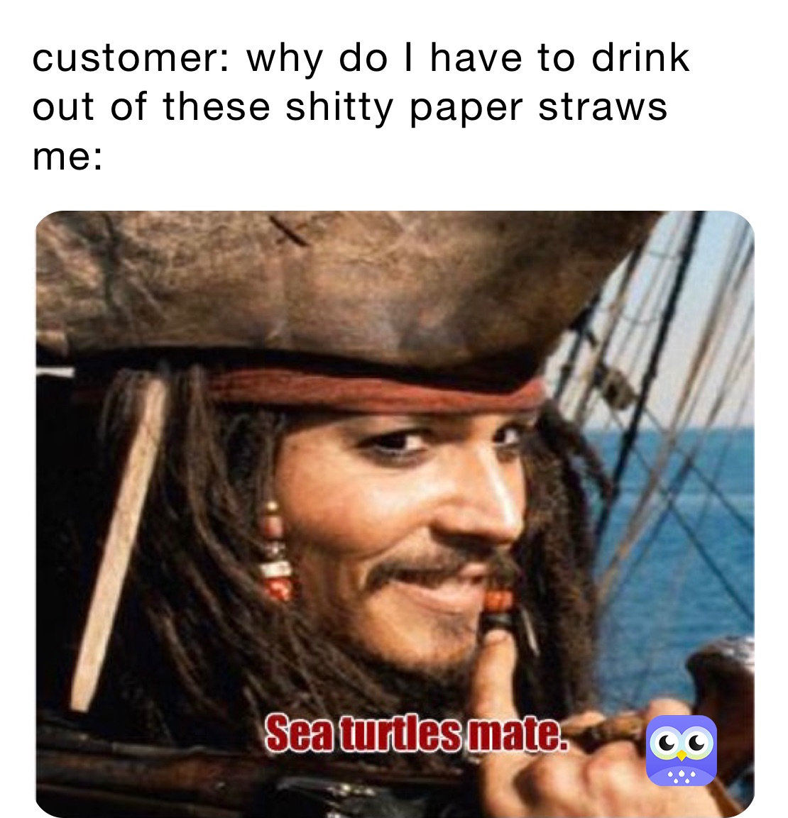 customer: why do I have to drink out of these shitty paper straws
me: