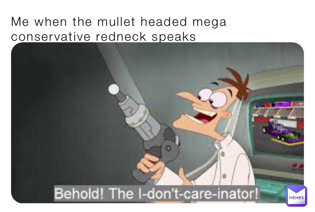 Me when the mullet headed mega conservative redneck speaks