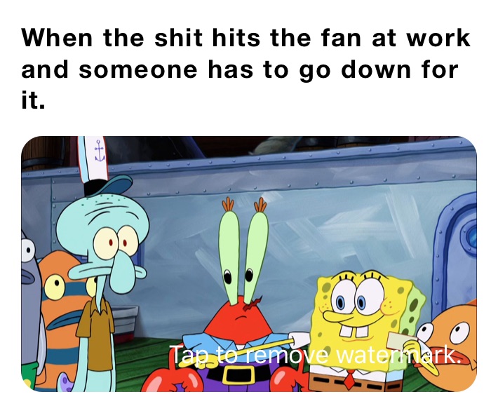 When the shit hits the fan at work and someone has to go down for it.