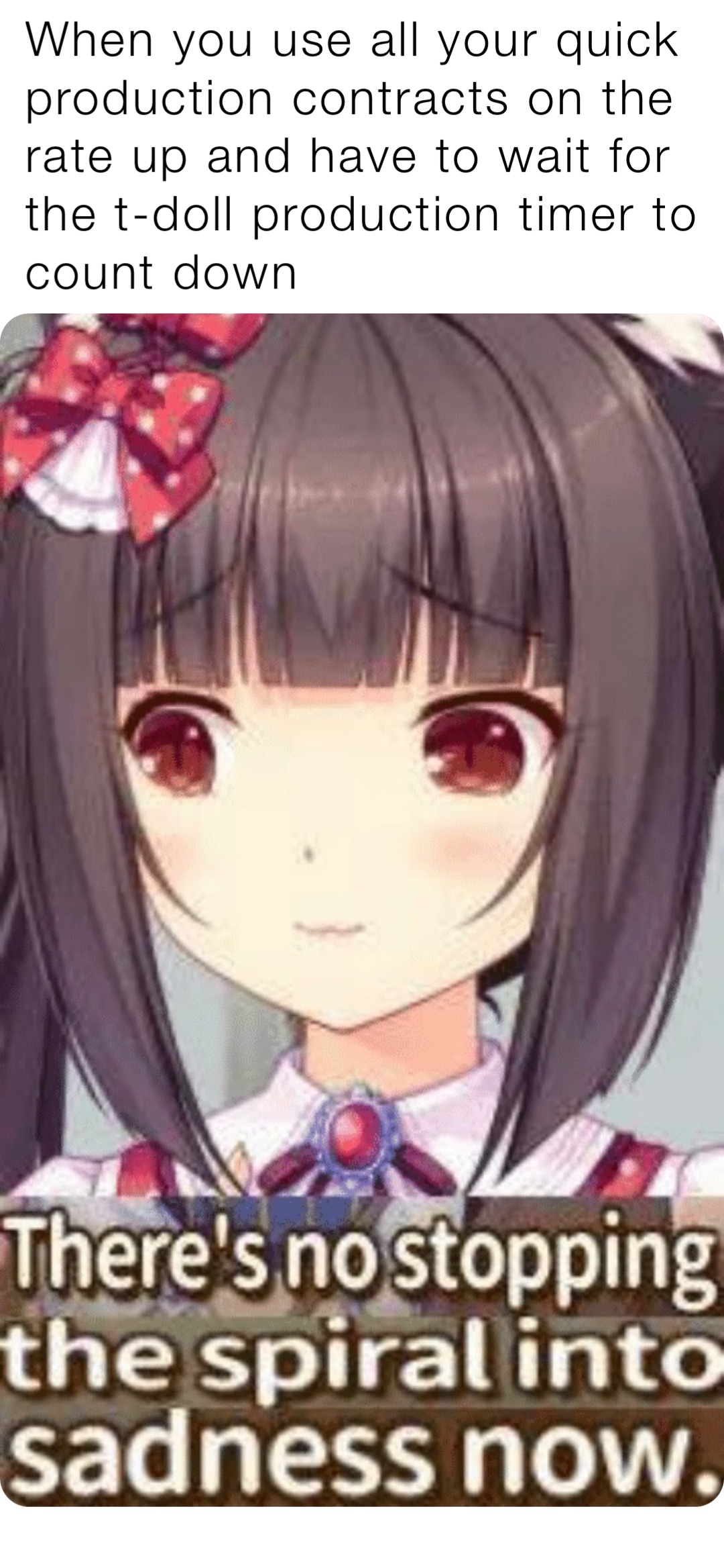 When you use all your quick production contracts on the rate up and have to wait for the t-doll production timer to count down