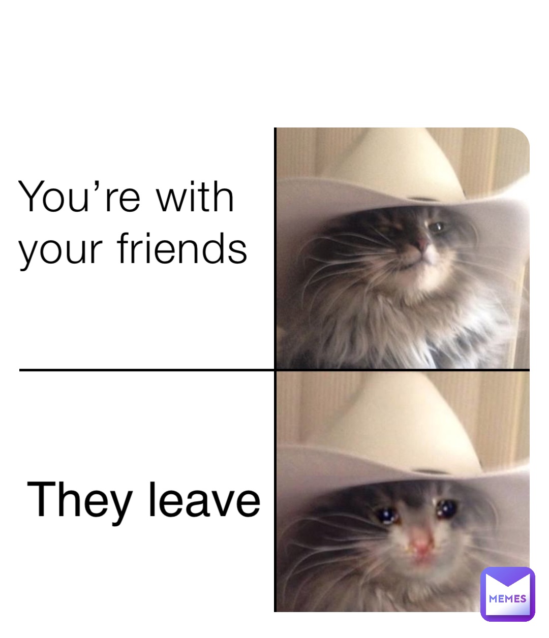 You’re with your friends They leave