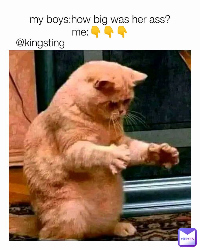 @kingsting my boys:how big was her ass?
me:👇👇👇
