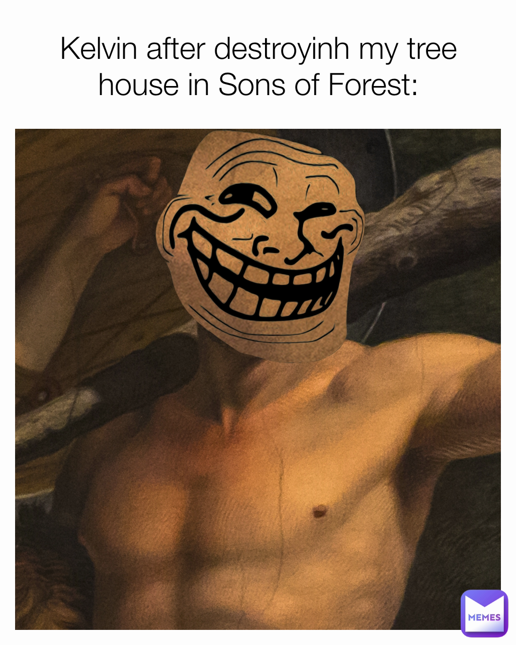 Kelvin after destroyinh my tree house in Sons of Forest: