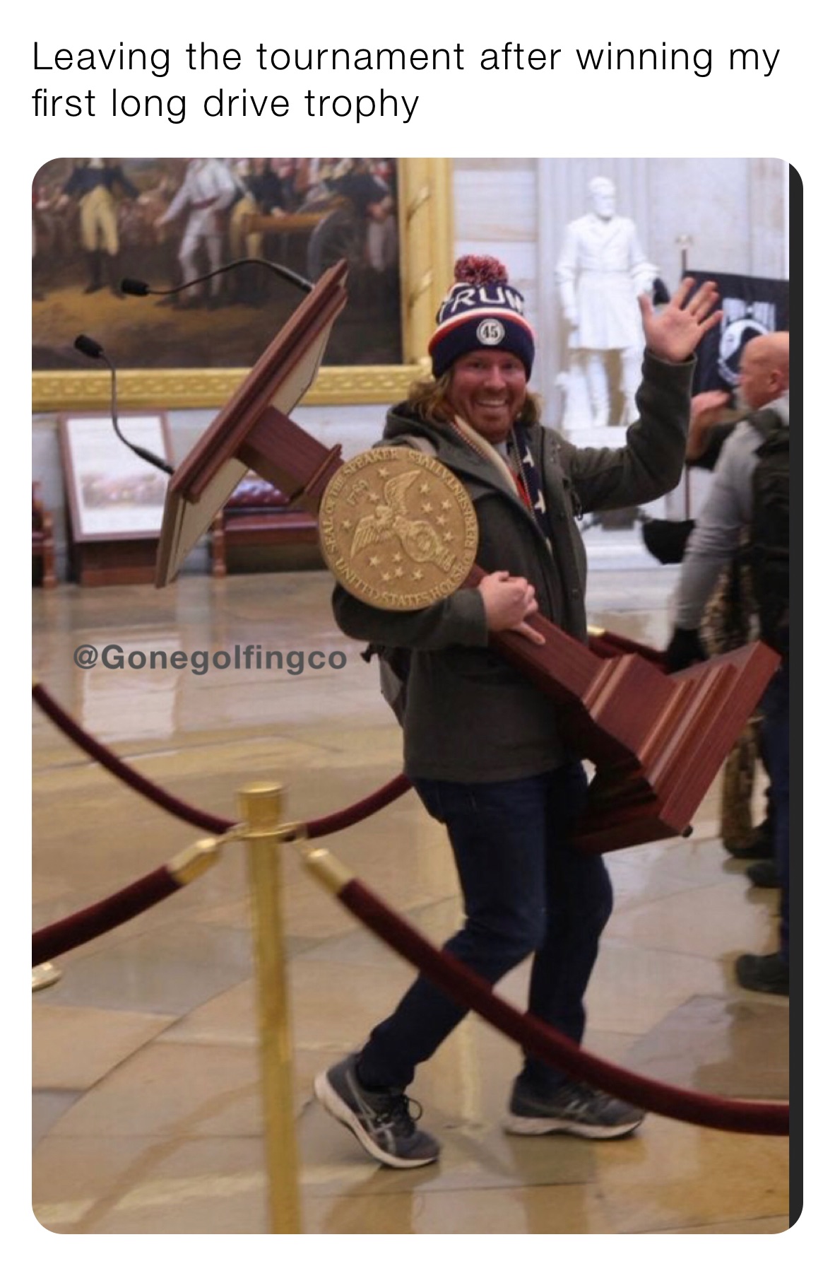 Leaving the tournament after winning my first long drive trophy 