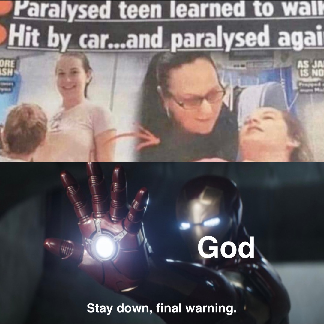 Stay down, final warning. God