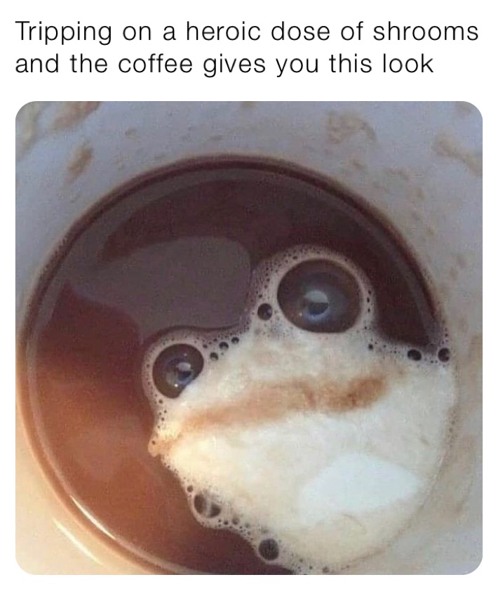 Tripping on a heroic dose of shrooms and the coffee gives you this look