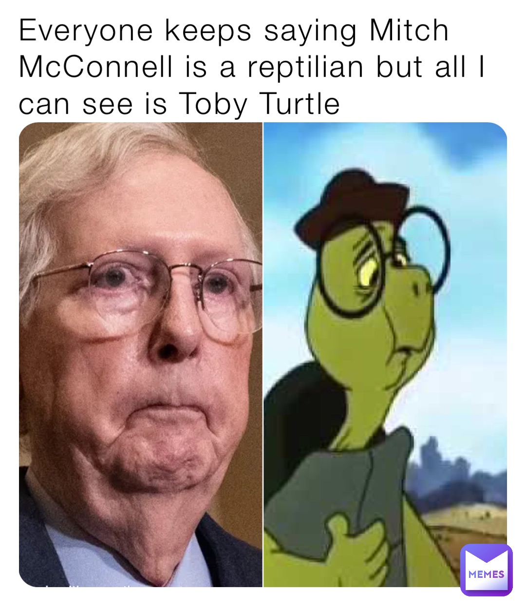 Everyone keeps saying Mitch McConnell is a reptilian but all I can see is Toby Turtle
