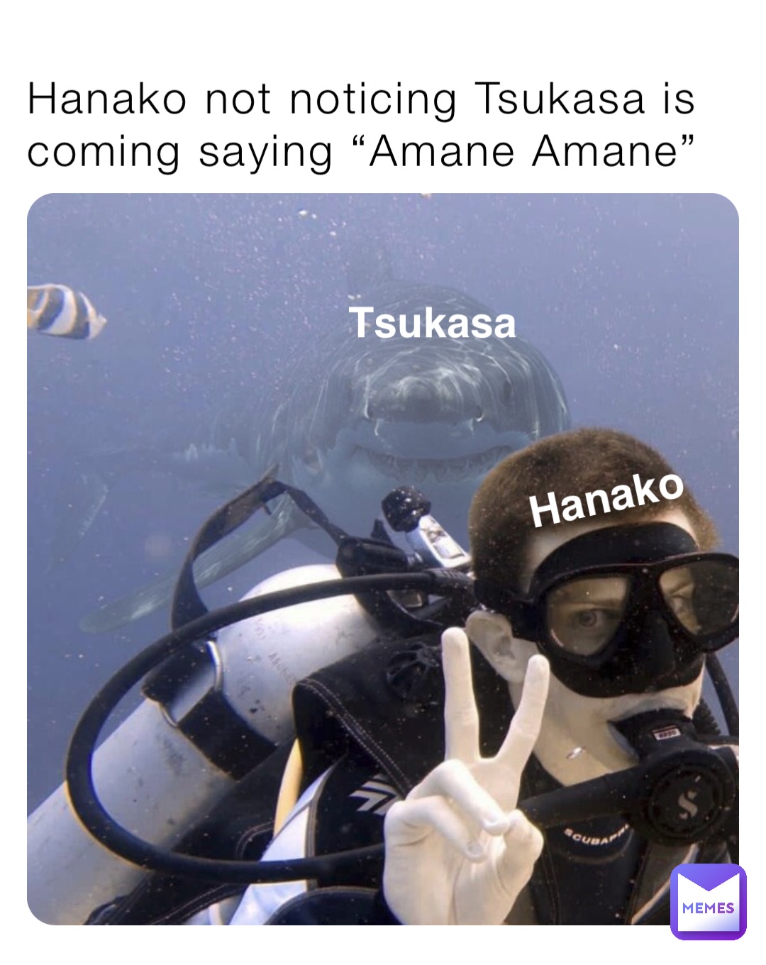 Hanako not noticing Tsukasa is coming saying “Amane Amane” Hanako Tsukasa