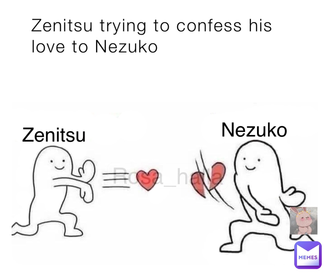 Zenitsu trying to confess his love to Nezuko Zenitsu Nezuko