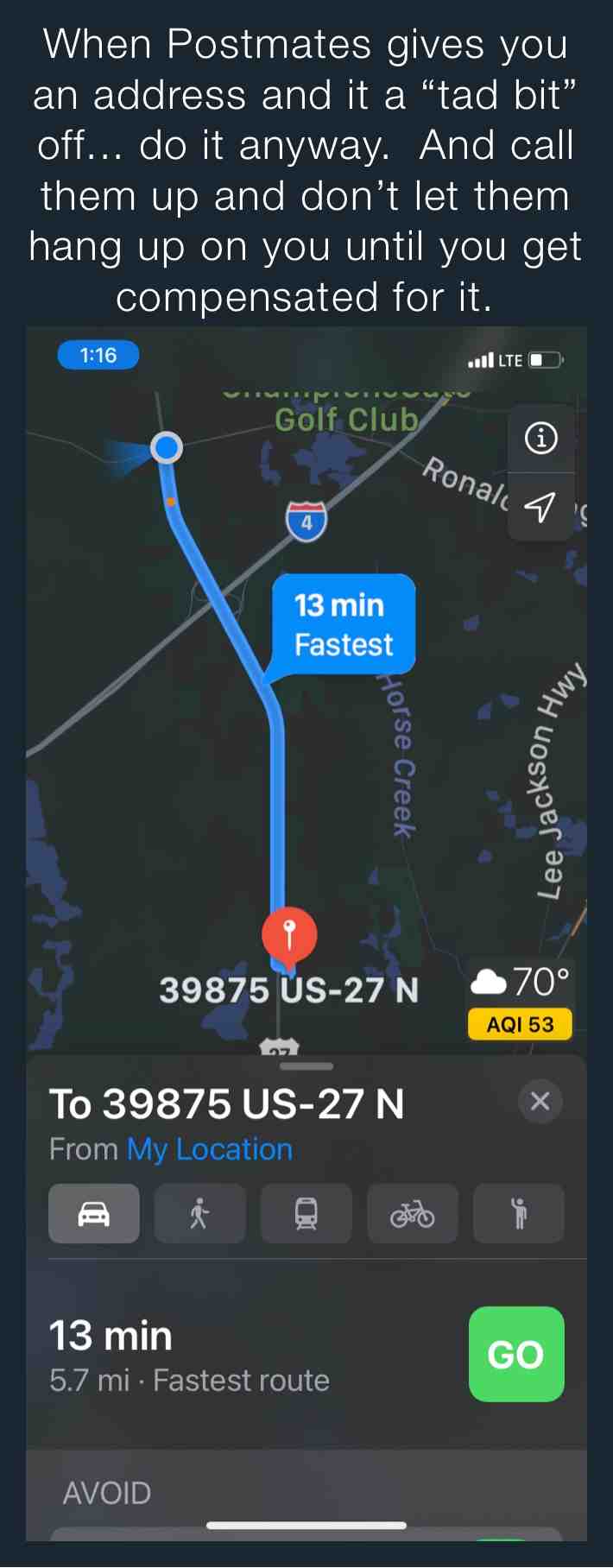 Imagine driving 5 miles for a delivery and then it turns into triple that. But you talk to your customer and she’s from out of town and she’s so sweet and all she wants is her Vape Pen And it wasn’t her fault but she’s watching you drive 15 minutes further than where you’re supposed to pick it up. See it thorough and get that $20 tip and feel really good about it. #Postmates #Grubhub #Uber #doordash