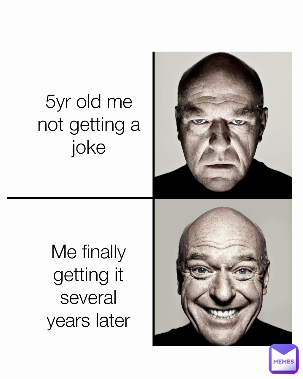Me finally getting it several years later 5yr old me not getting a joke