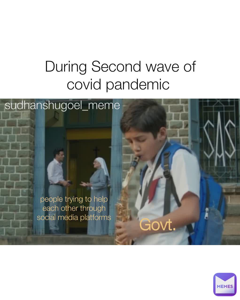 people trying to help each other through social media platforms Govt. sudhanshugoel_meme During Second wave of covid pandemic 