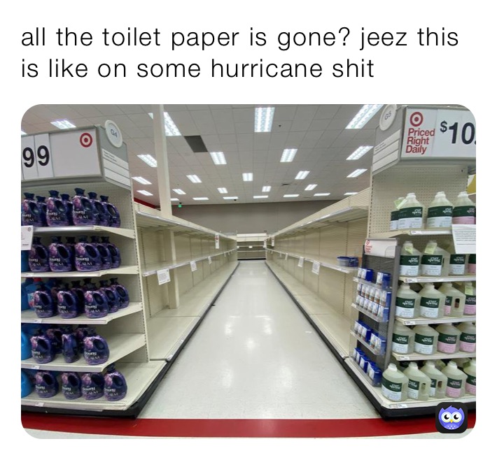 all the toilet paper is gone? jeez this is like on some hurricane shit