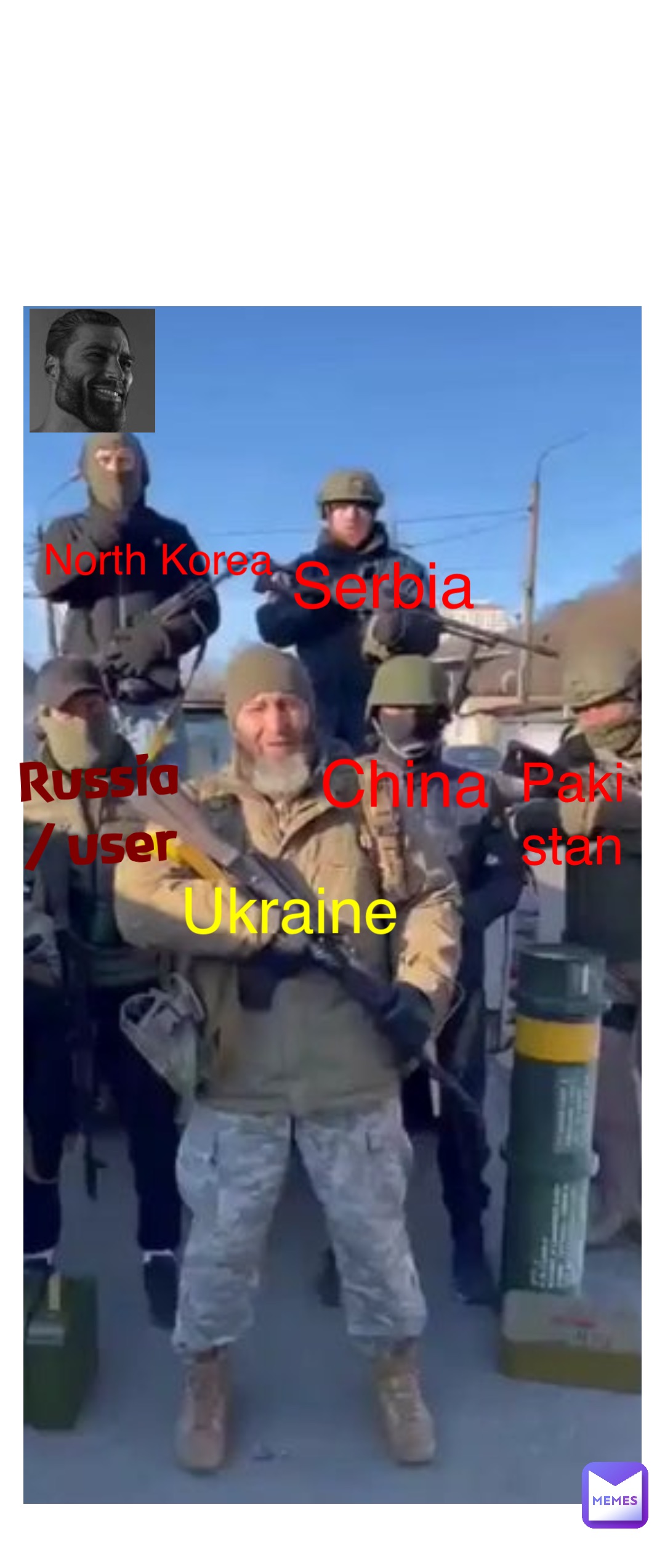 Russia / user North Korea Serbia Pakistan China Ukraine
