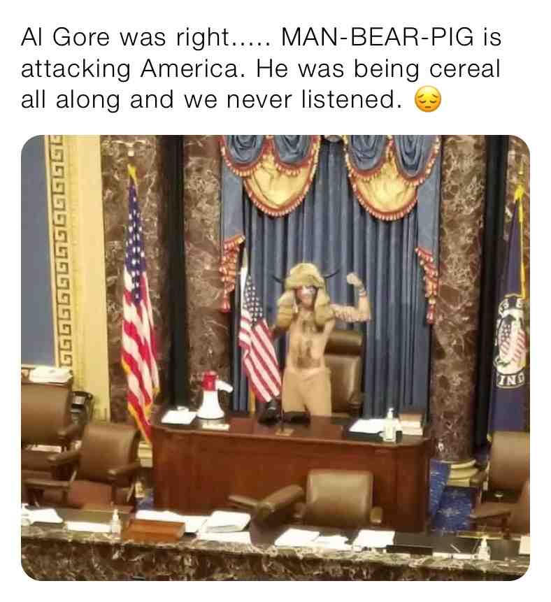 Man-bear-pig is launching a full on attack on America 😔 #southpark #manbearpig #america #protest #riot #capital