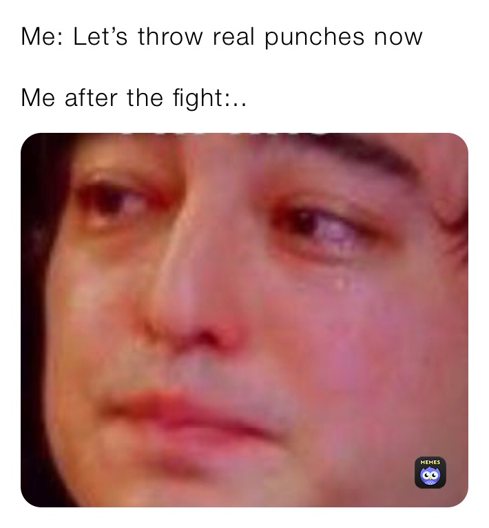 Me Let’s throw real punches now Me after the fight.. Memerhehe Memes