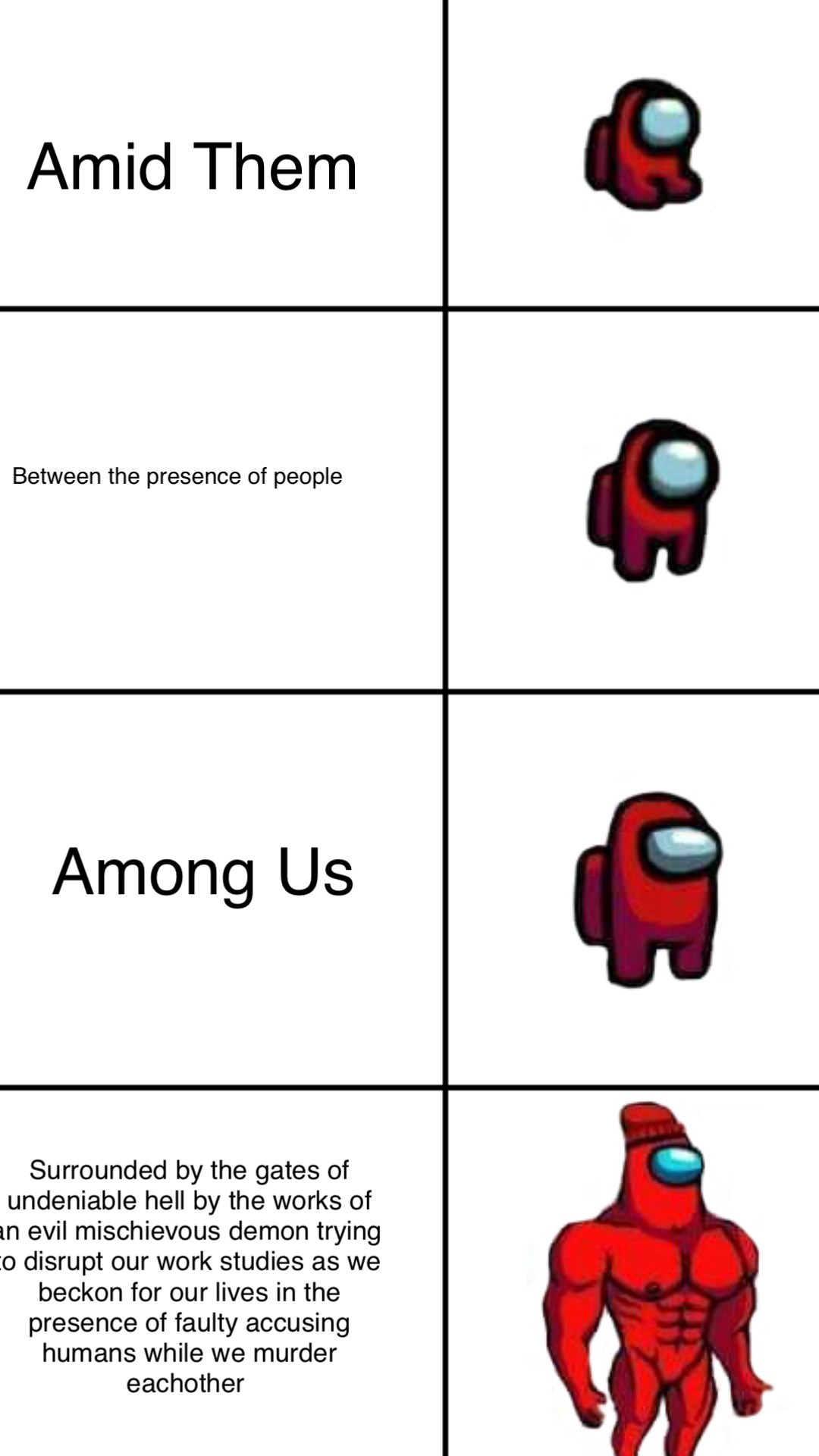 Amid Them Between the presence of people Among Us Surrounded by the gates of undeniable hell by the works of an evil mischievous demon trying to disrupt our work studies as we beckon for our lives in the presence of faulty accusing humans while we murder eachother