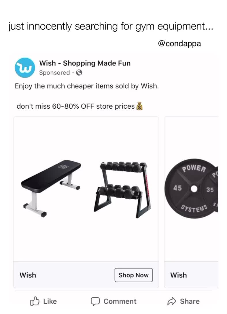 What is wrong with Wish?
.
.
 #wish  #funny  #fridayvibes  #friday  #flexfriday  #lol  #lmao  #fbf  #shopping  #gymlife  #gym  #equipment  #workout  #workoutmeme  #corona   #fitness \u200b #fitlife  #workoutnation  #weightlosstransformation \u200b #fit \u200b #crossfit \u200b #workout