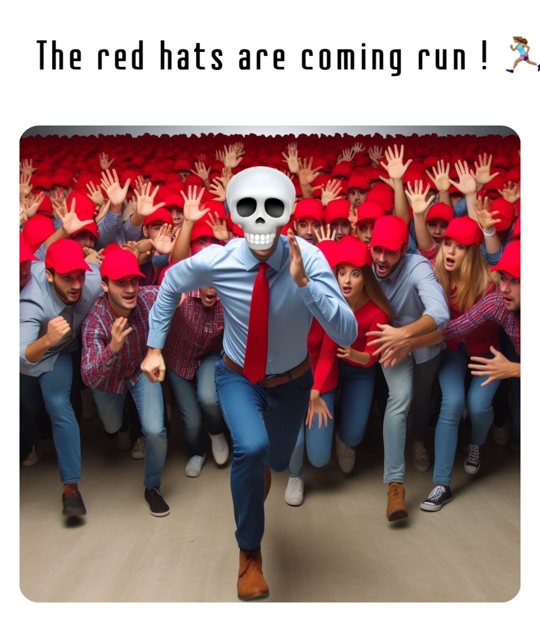 The red hats are coming run ! 🏃🏽‍♀️ 💀