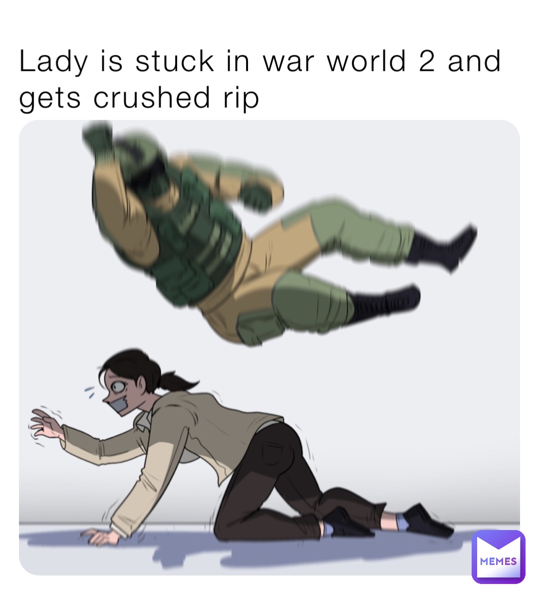 Lady is stuck in war world 2 and gets crushed rip