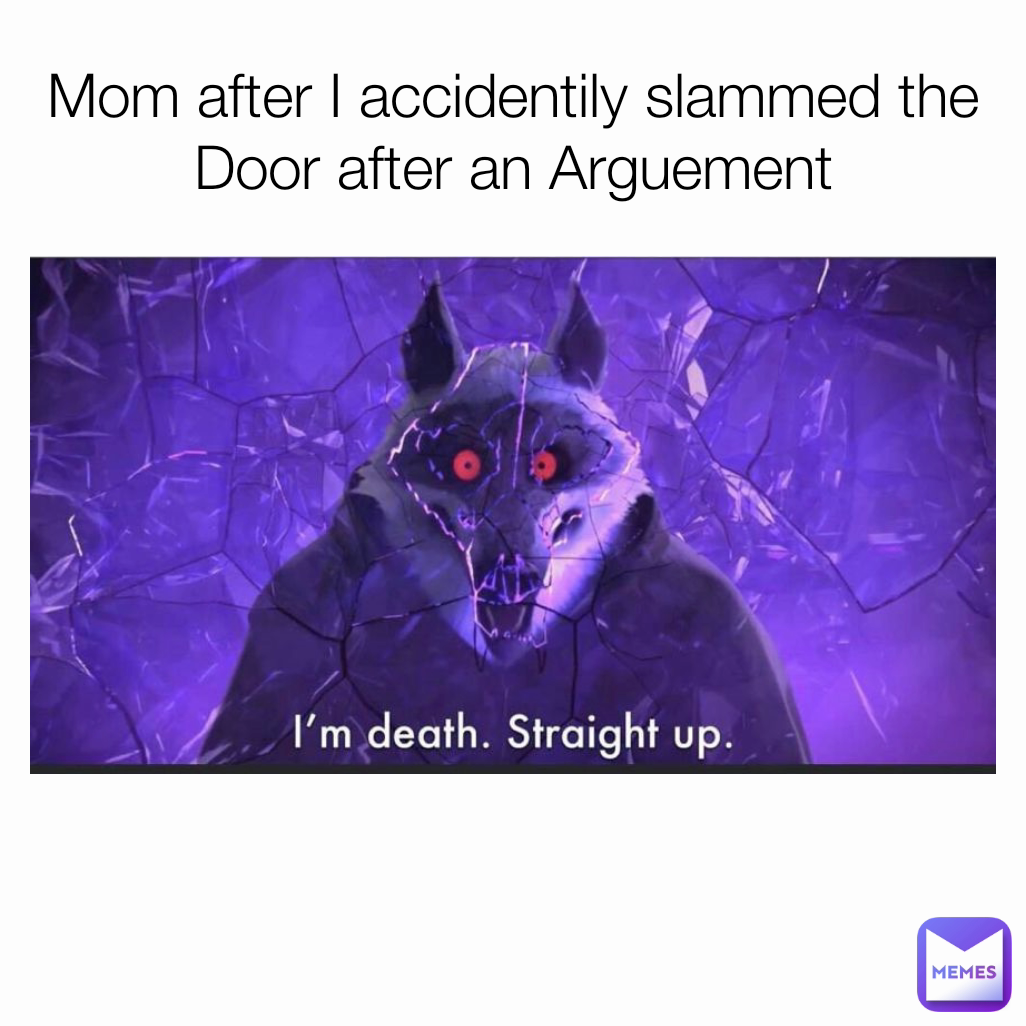 Mom after I accidentily slammed the Door after an Arguement