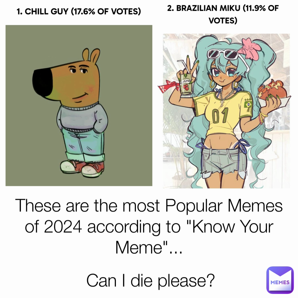 These are the most Popular Memes of 2024 according to "Know Your Meme"... Can I die please?
