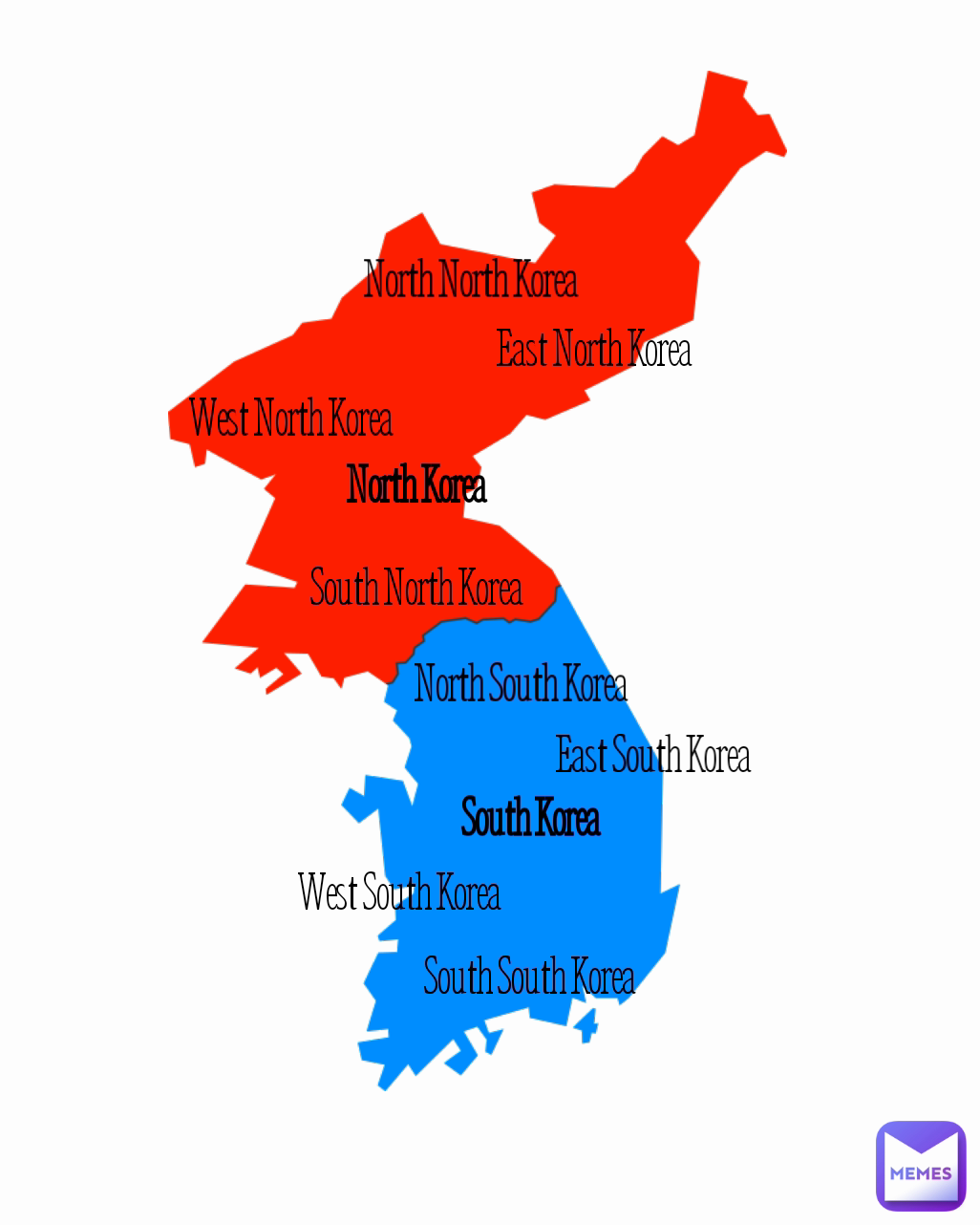 South North Korea South Korea South South Korea East South Korea North North Korea North South Korea West South Korea West North Korea North Korea East North Korea