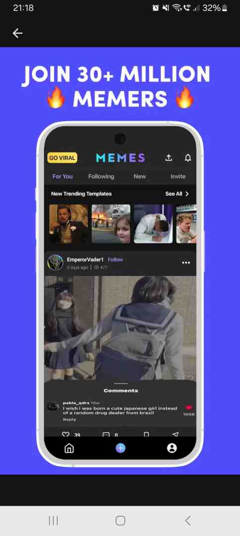 Did anyone knew that EmperorVader is on the official Memes Site at the Play Store?