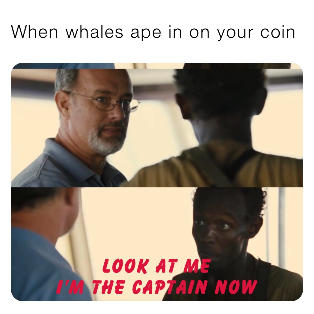 When whales ape in on your coin Look at me
I’m the captain now