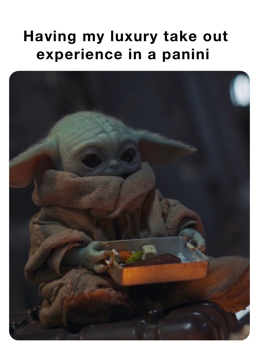Having my luxury take out experience in a panini