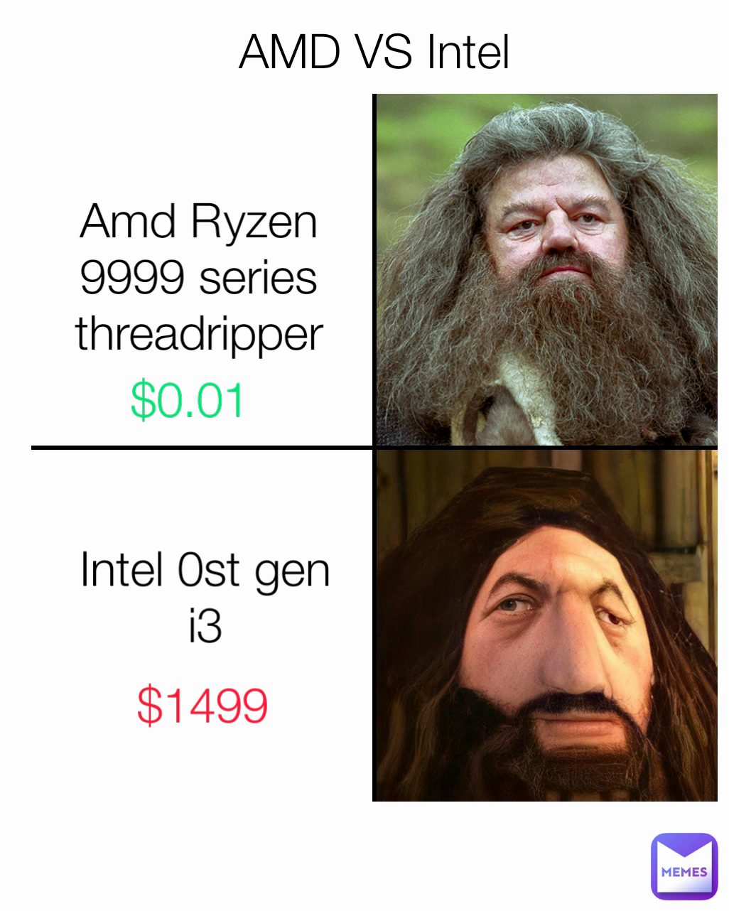 Amd Ryzen 9999 series threadripper $0.01 Intel 0st gen i3 $1499 AMD VS Intel