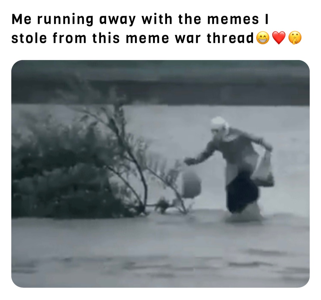 Me running away with the memes I stole from this meme war thread😁❤️🤫