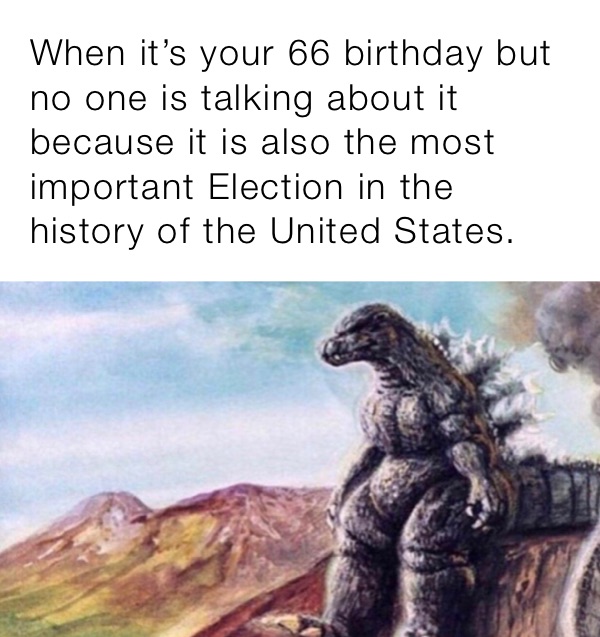 When it’s your 66 birthday but no one is talking about it because it is also the most important Election in the history of the United States.
