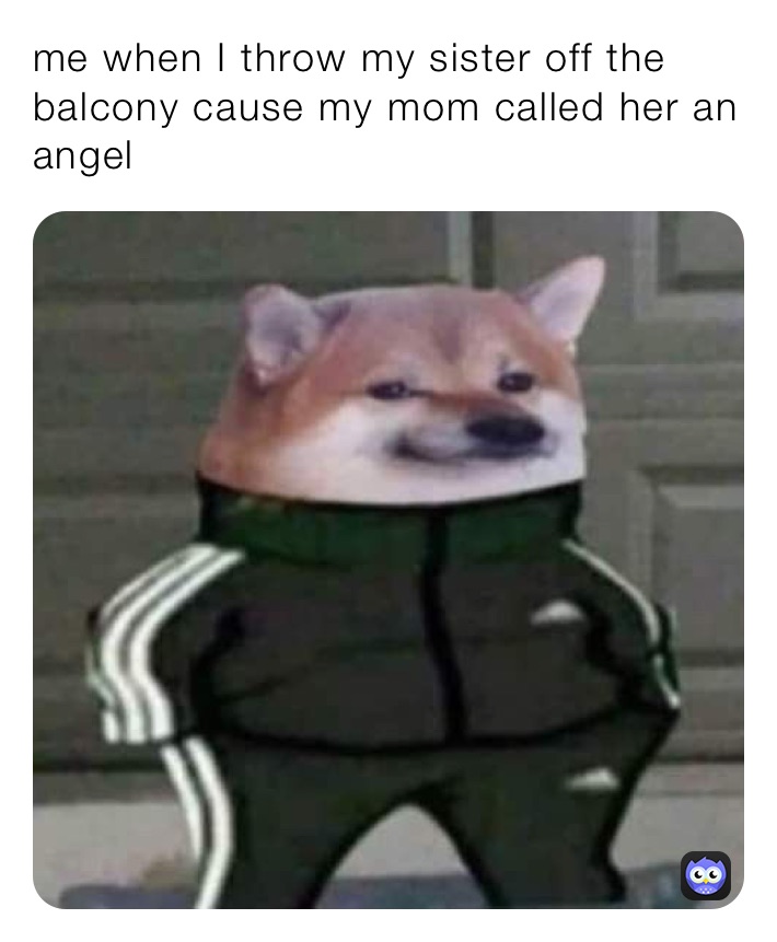me when I throw my sister off the balcony cause my mom called her an