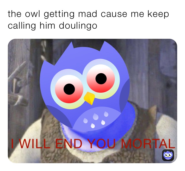 the owl getting mad cause me keep calling him doulingo 