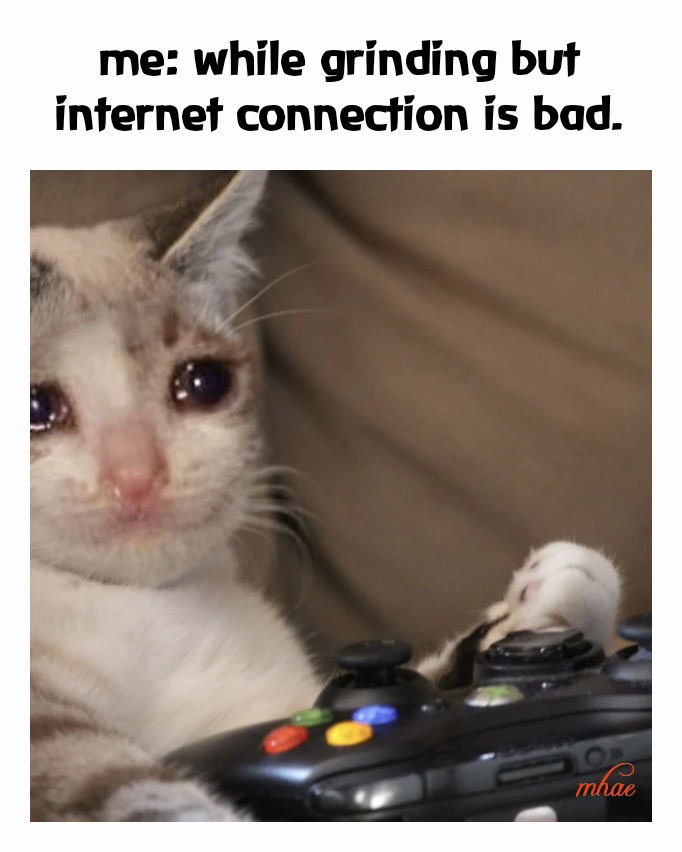 me: while grinding but internet connection is bad. mhae